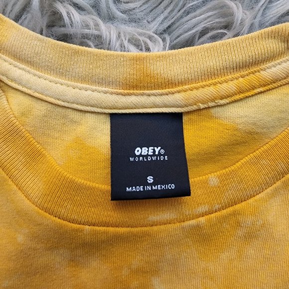 OBEY worldwide yellow tshirt- size S - Picture 2 of 4